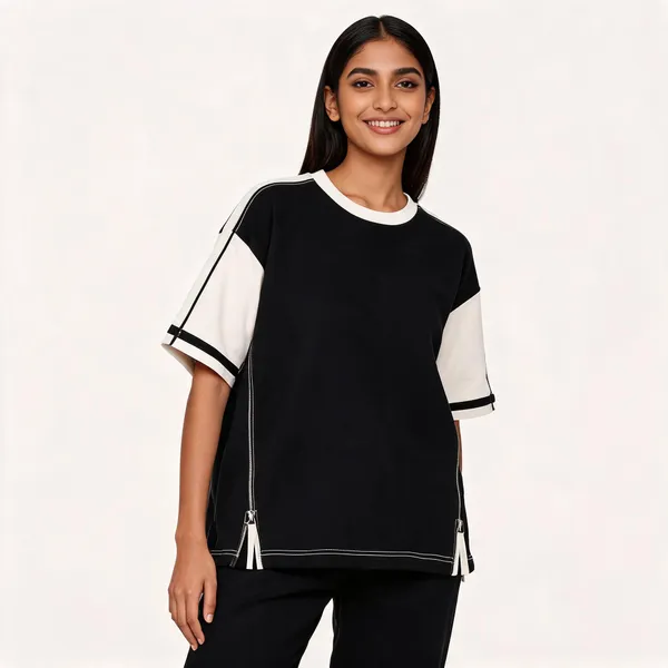 Black_Terry_Colorblock_Crew_Neck_T-Shirt_For_Unisex