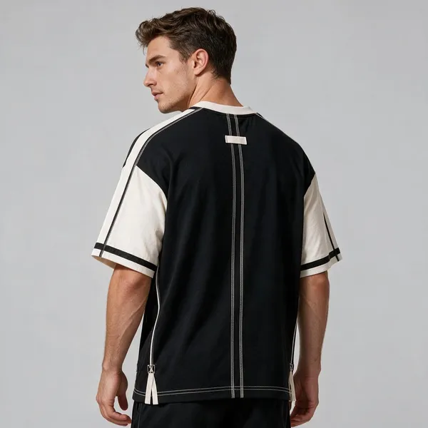 Black_Terry_Colorblock_Crew_Neck_T-Shirt_For_Unisex
