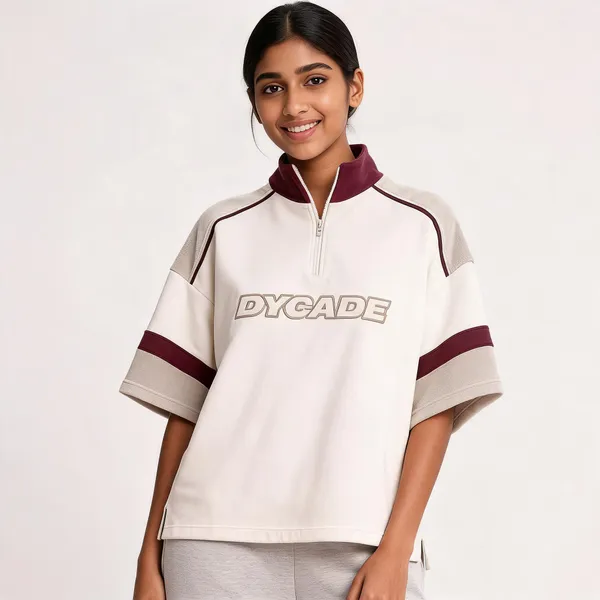 Off_White_Terry_Cotton_Half-Zip_Polo_T-Shirt_For_Unisex