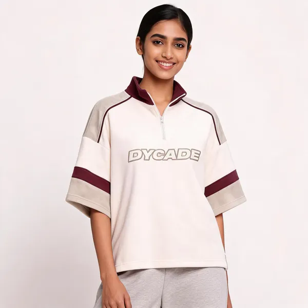 Off_White_Terry_Cotton_Half-Zip_Polo_T-Shirt_For_Unisex