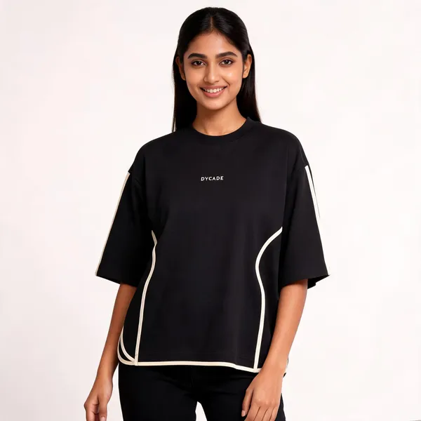 Black_Terry_Cotton_Relaxed_Fit_Contrast_Piping_T-Shirt_For_Unisex
