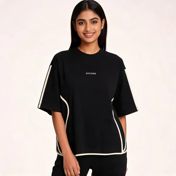Black_Terry_Cotton_Relaxed_Fit_Contrast_Piping_T-Shirt_For_Unisex