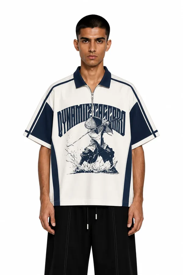 White_Cotton_Graphic_Polo_T-Shirt_For_Unisex