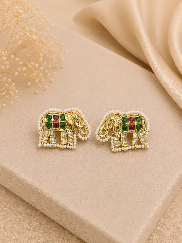 Elephant_Leheriya_Gold_Toned_Kundan_Stud_For_Women