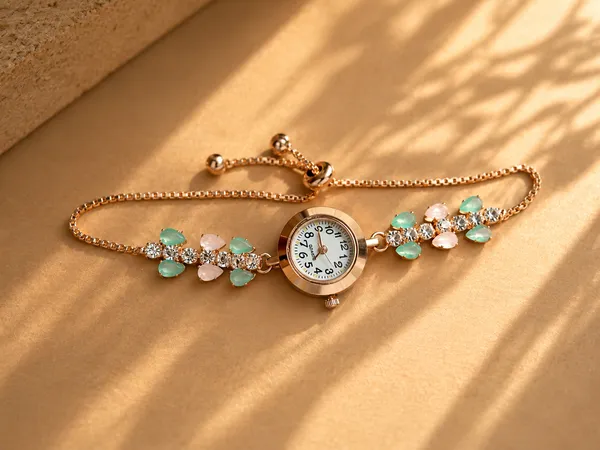 Monalisa_Stone_Watch_Mint,_pink_Stone_Studded_Bracelet_Watch_For_Women