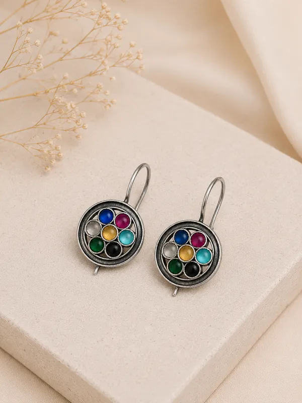 Rangeen_German_Silver_Multicolor_Stone_Round_Earrings_For_Women