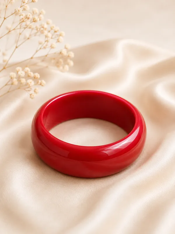Red_German_Silver_Hammered_Cuff_Bangle_For_Women