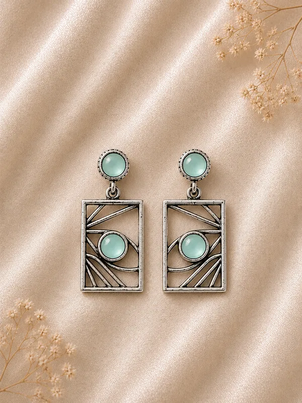 Malay_German_Silver_Mint_Stone_Geometric_Drop_Earrings_For_Women