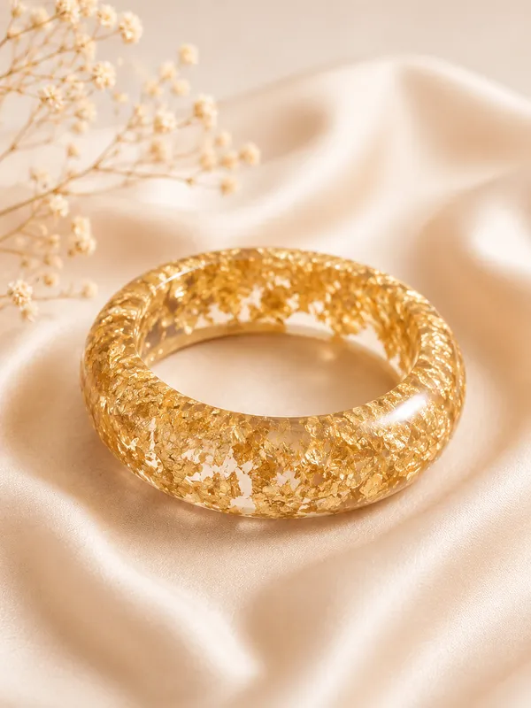 Glided_Dawn-_Golden_Resin_Chunky_Bangle_For_Women