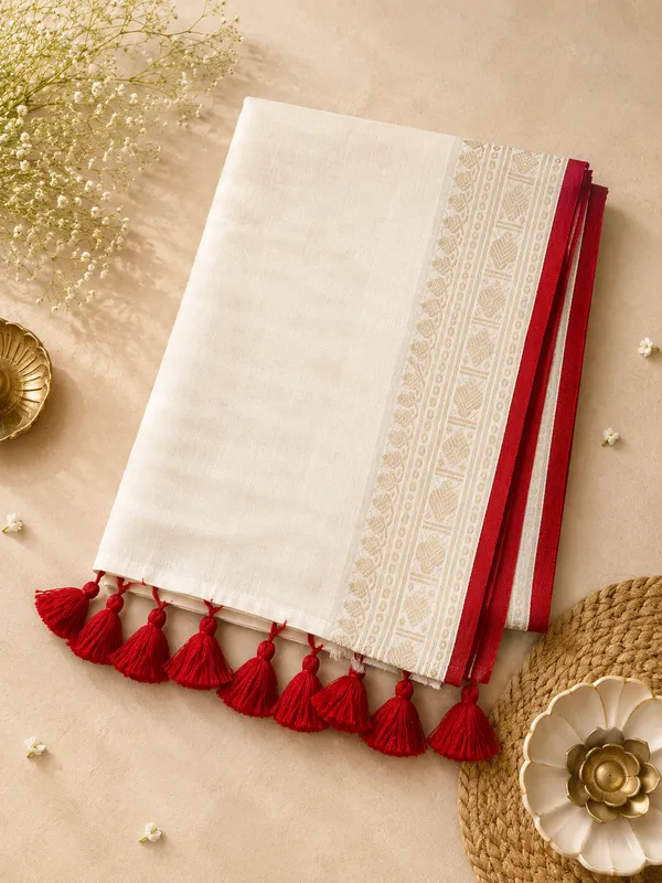 Off_White_Red_Mul_Cotton_Woven_Border_Saree_For_Women