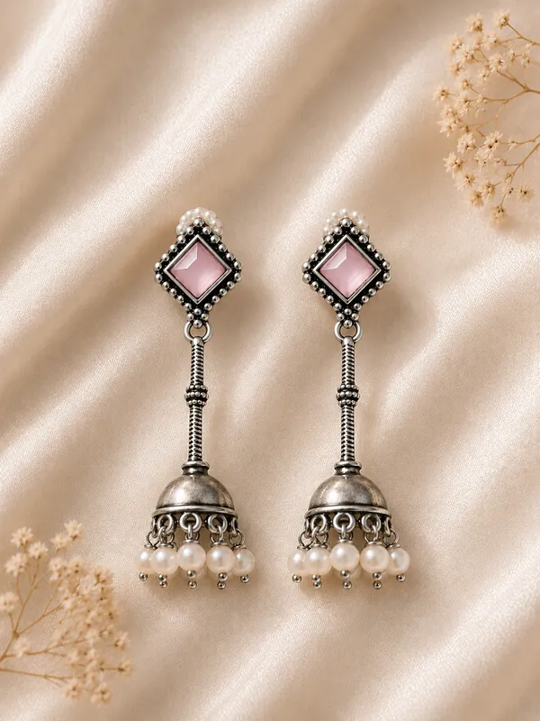 Bella_Pink__German_silver_Jhumka_For_Women