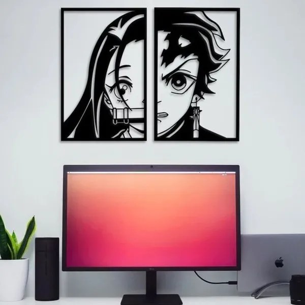 Steel_Anime_Character_Silhouette_Wall_Art_Set