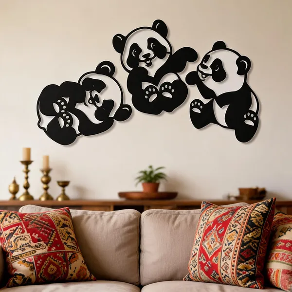 Steel_Playful_Panda_Trio_Metal_Wall_Art