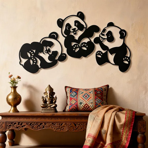Steel_Playful_Panda_Trio_Metal_Wall_Art