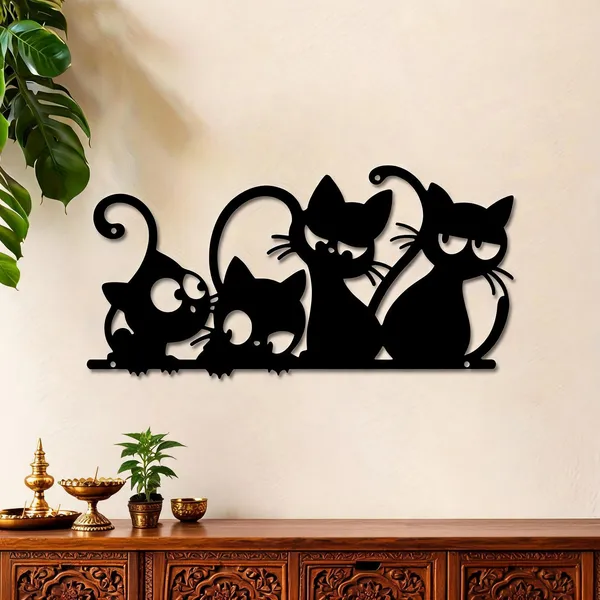 Steel_Four_Cats_Silhouette_Metal_Wall_Art