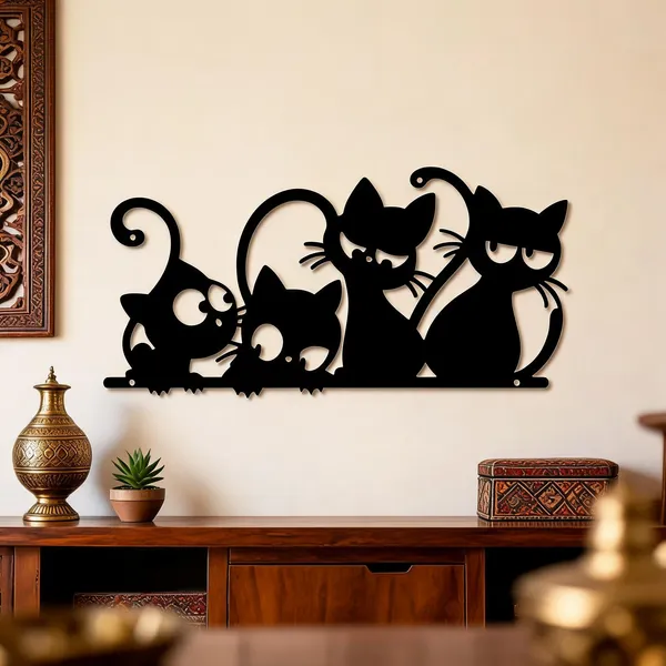 Steel_Four_Cats_Silhouette_Metal_Wall_Art