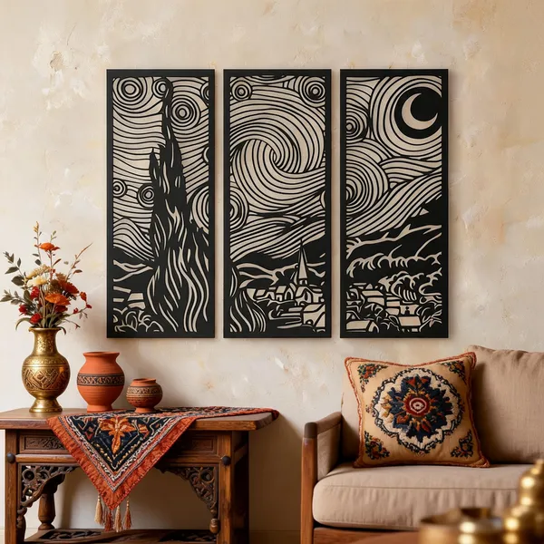 Steel_Starry_Night_Wall_Art_Set_Of_3