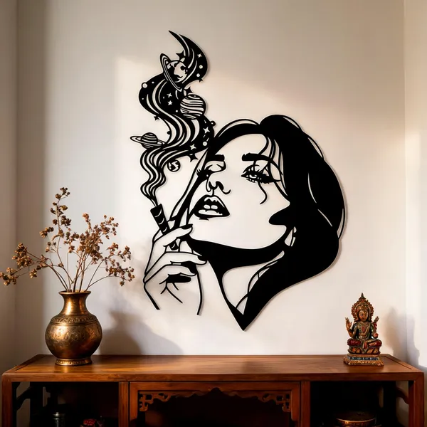 Steel_Galaxy_Woman_Smoke_Silhouette_Metal_Wall_Art
