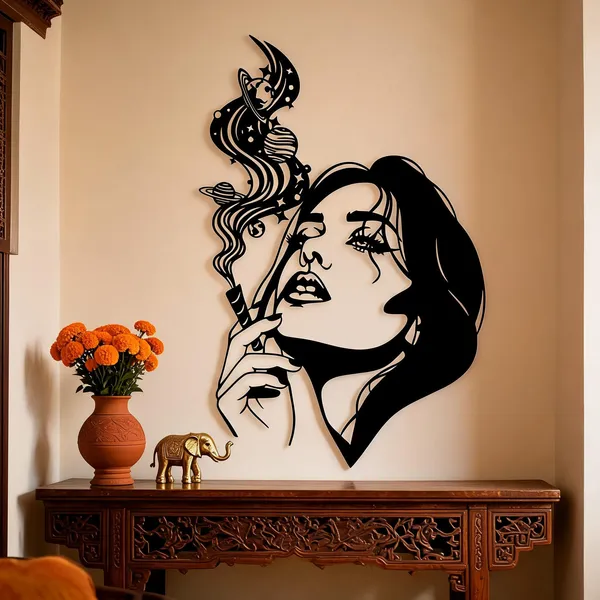 Steel_Galaxy_Woman_Smoke_Silhouette_Metal_Wall_Art