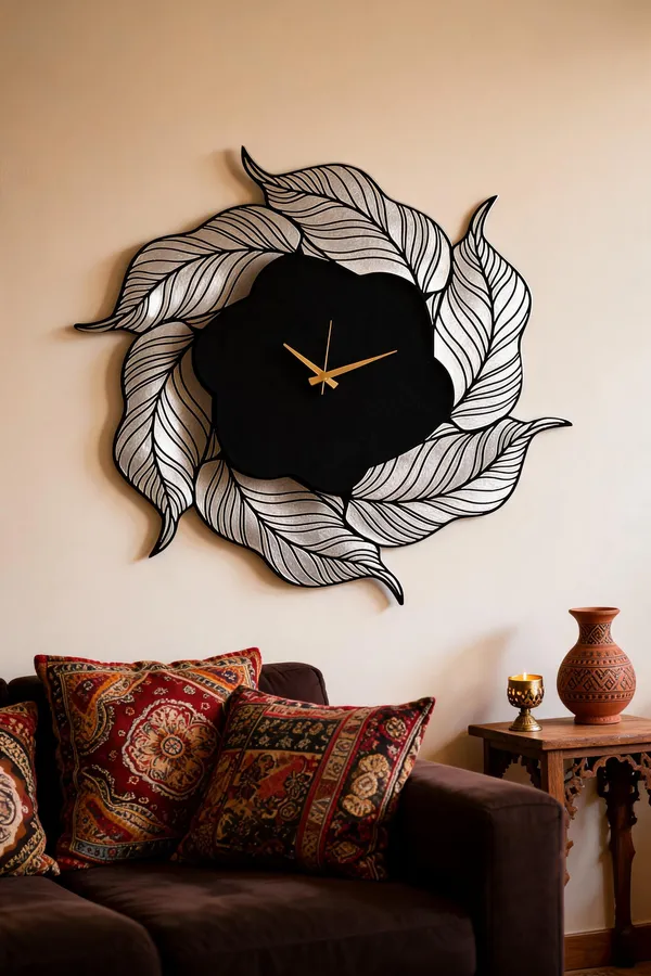 Steel_Leaf_Pattern_Wall_Clock