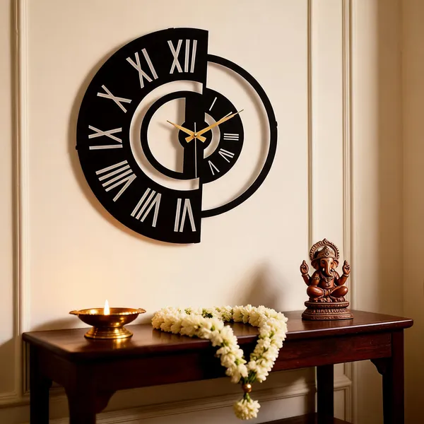 Steel_Modern_Roman_Numeral_Half-Cut_Wall_Clock