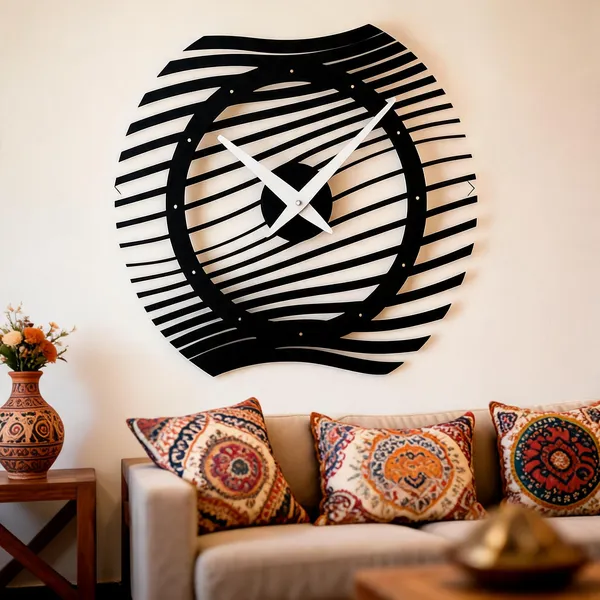 Steel_Contemporary_Wave_Design_Wall_Clock