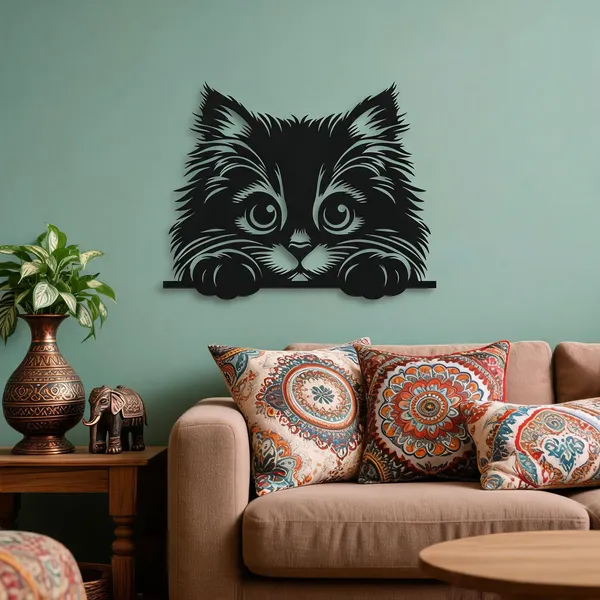 Steel_Peeking_Kitten_Metal_Wall_Art