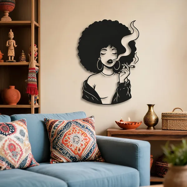 Steel_Afro_Woman_Silhouette_Metal_Wall_Art