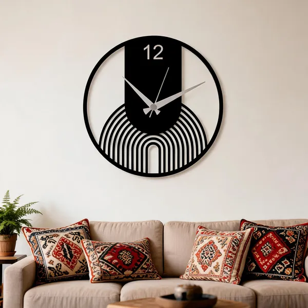 Steel_Arch_Pattern_Wall_Clock