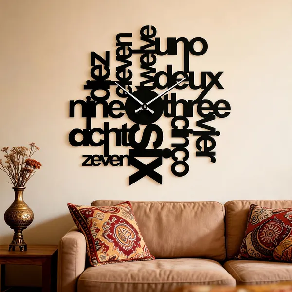 Steel_Multilingual_Typography_Wall_Clock