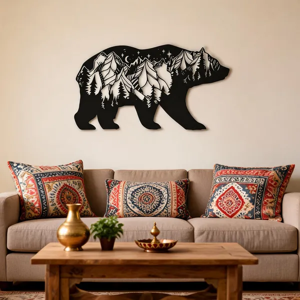 Steel_Nature_Bear_Silhouette_Mountain_Forest_Metal_Wall_Art