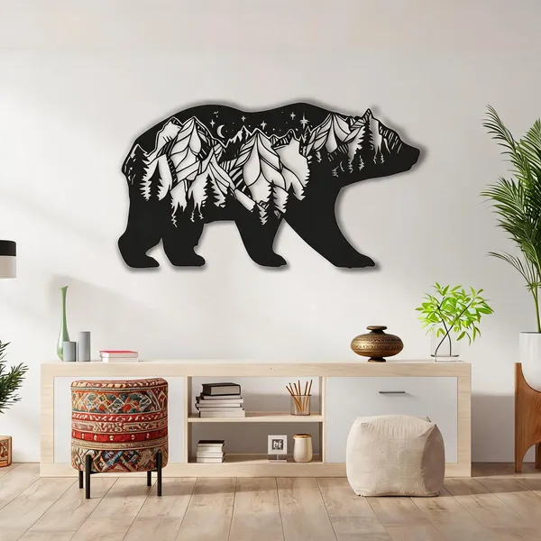 Steel_Nature_Bear_Silhouette_Mountain_Forest_Metal_Wall_Art