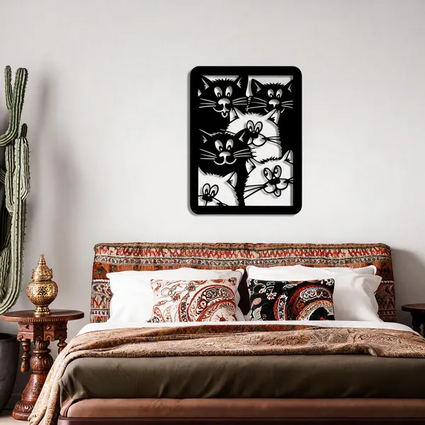Steel_Decorative_Cat_Faces_Metal_Wall_Art