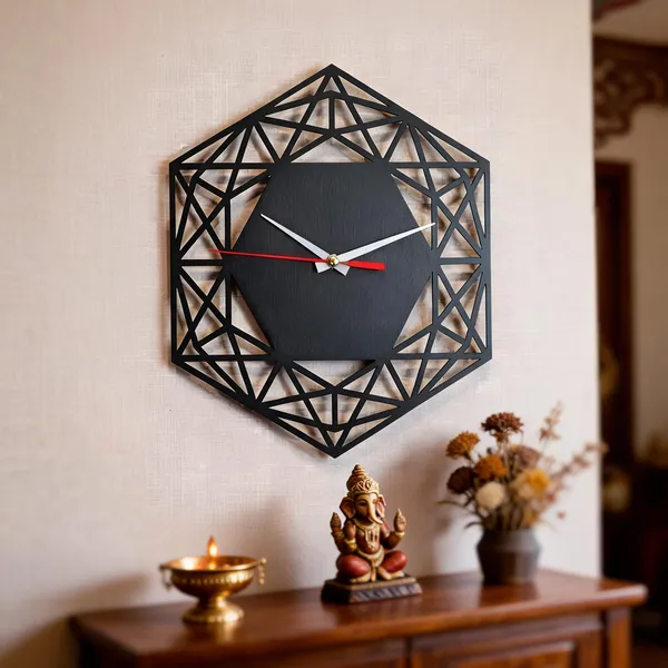 Steel_Modern_Geometric_Hexagon_Wall_Clock
