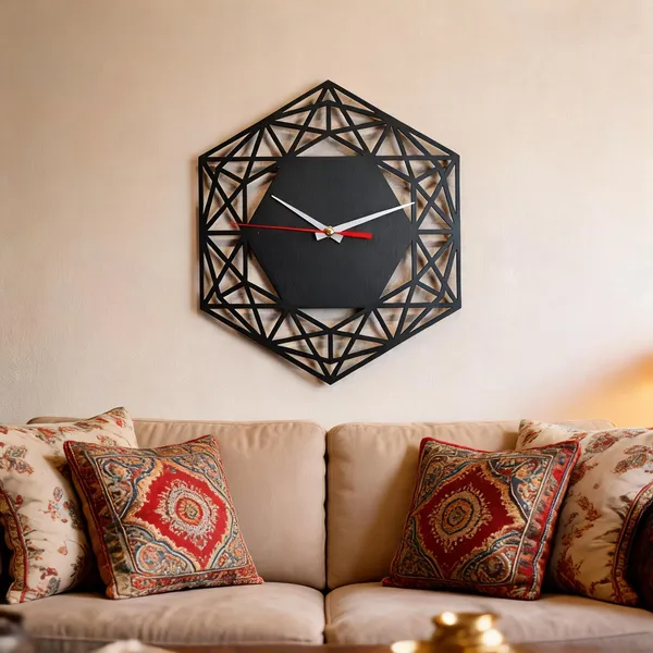 Steel_Modern_Geometric_Hexagon_Wall_Clock