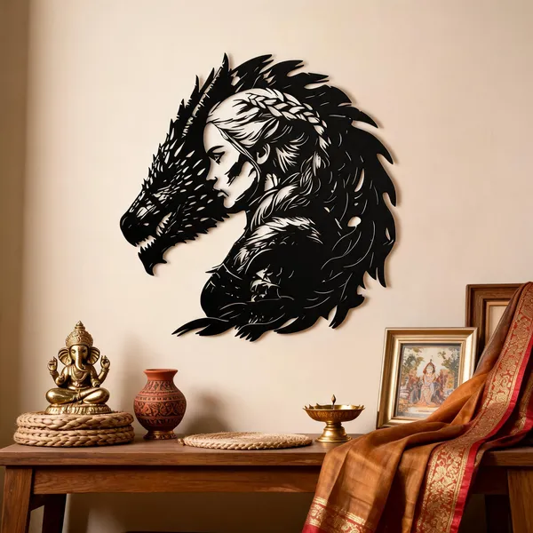 Steel_Fantasy_Dragon_And_Woman_Silhouette_Metal_Wall_Art