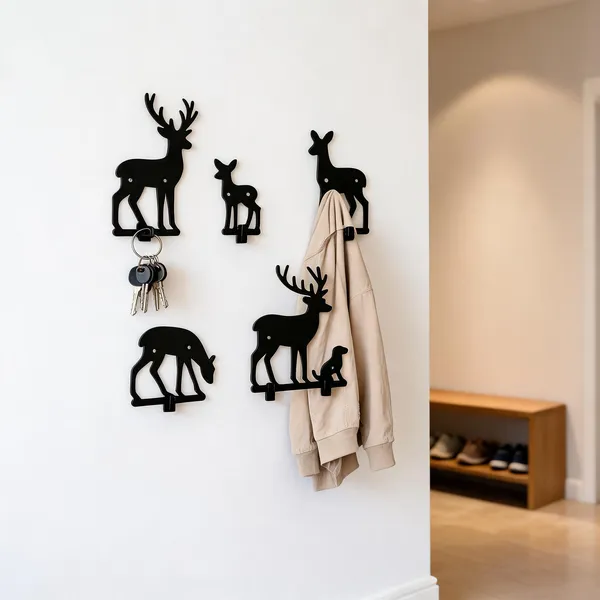 Steel_Deer_Family_Wall_Hook_Set
