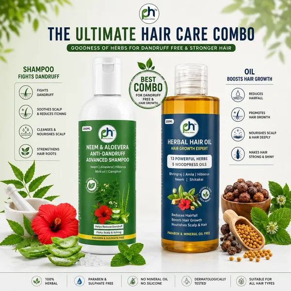 Purica_Herbal_Hair_Growth_Oil_&_Anti-Dandruff_Neem_Shampoo_Full_Hair_Care_Combo_(Oil+Shampoo)_(2_Items_In_The_Set)