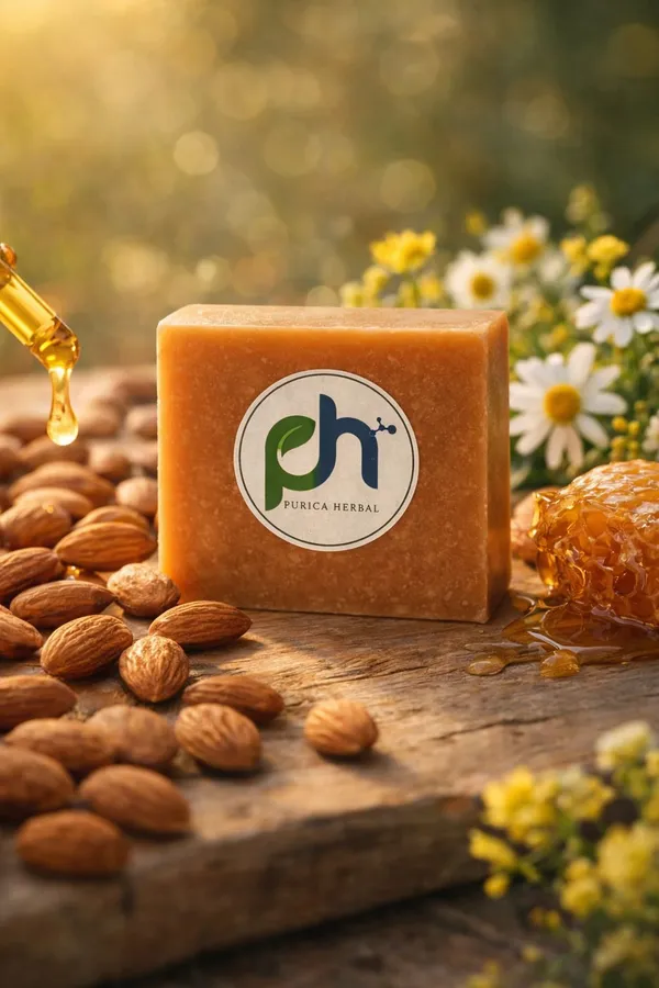 Purica_Herbal_Honey_Almond_Herbal_Handmade_Soap_|_Natural_Skin_Nourishing_Bathing_Bar_(100_G)