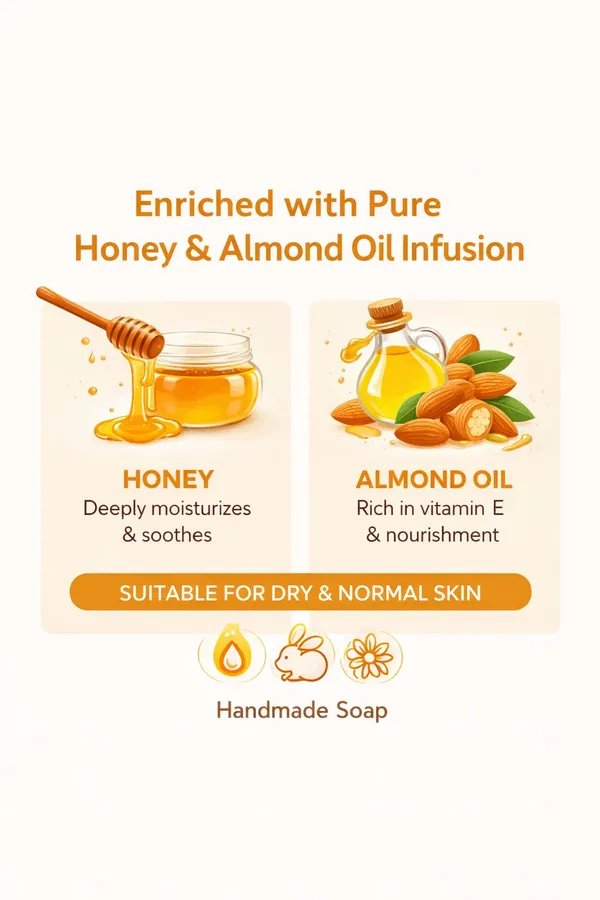 Purica_Herbal_Honey_Almond_Herbal_Handmade_Soap_|_Natural_Skin_Nourishing_Bathing_Bar_(100_G)