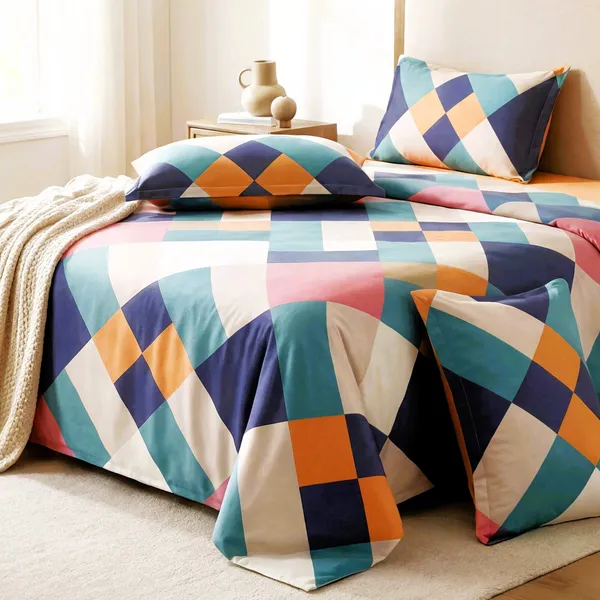 Contemporary_Diamond_Check_Super_King_Bedsheet