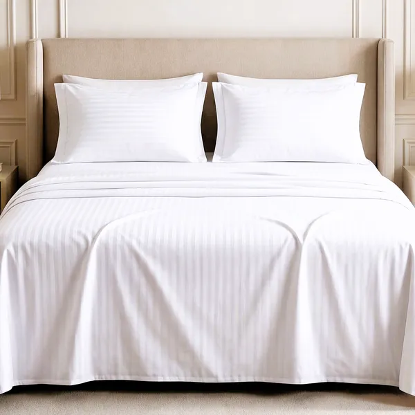 White_Satin_Stripe_King_Bed_Sheet