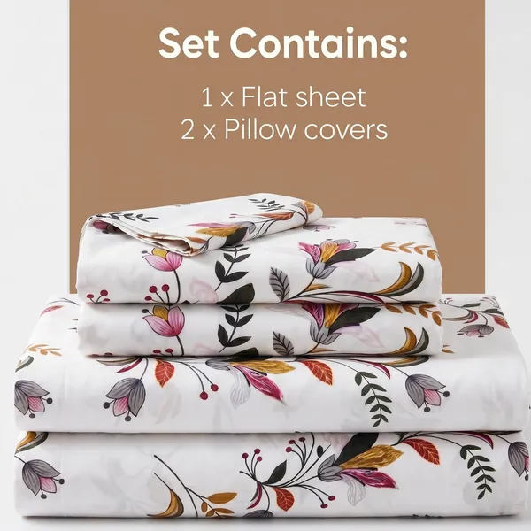 White_Botanical_Floral_Vine_Print_King_Bed_Sheet