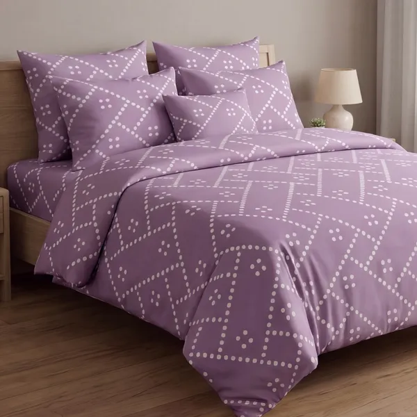 Lavender_Dot_Matrix_|_Modern_Geometric_Print_|_Double_Bed_|_(270_x_270_cm)