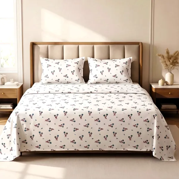 Floral_Berry_Sprig_Print_King_Flat_Bed_Sheet