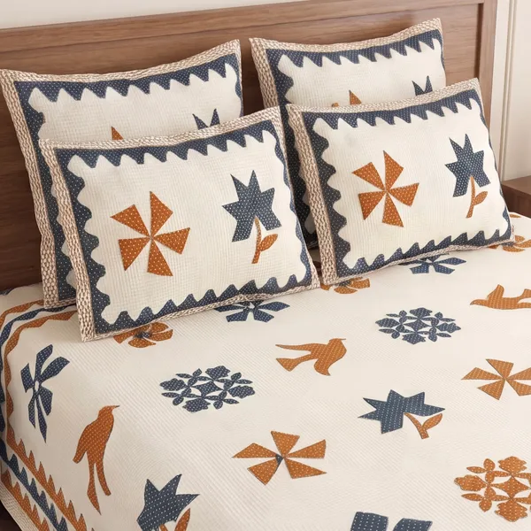 Pure_Cotton_Jaipuri_Ivory_Floral_Bird_Print_King_Bedsheet