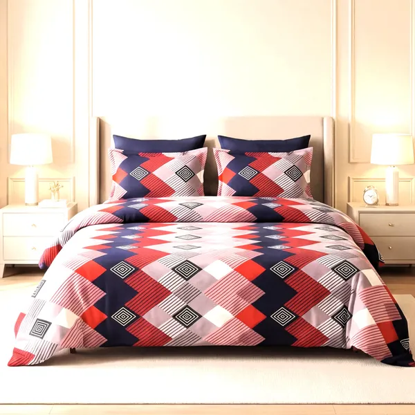 Modern_Navy_Crimson_Geometric_Diamond_Super_King_Bedsheet