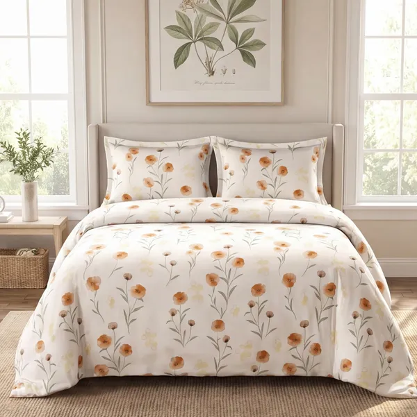 Coral_Poppy_&_Meadow_Blossom_Double_Bedsheet_Set