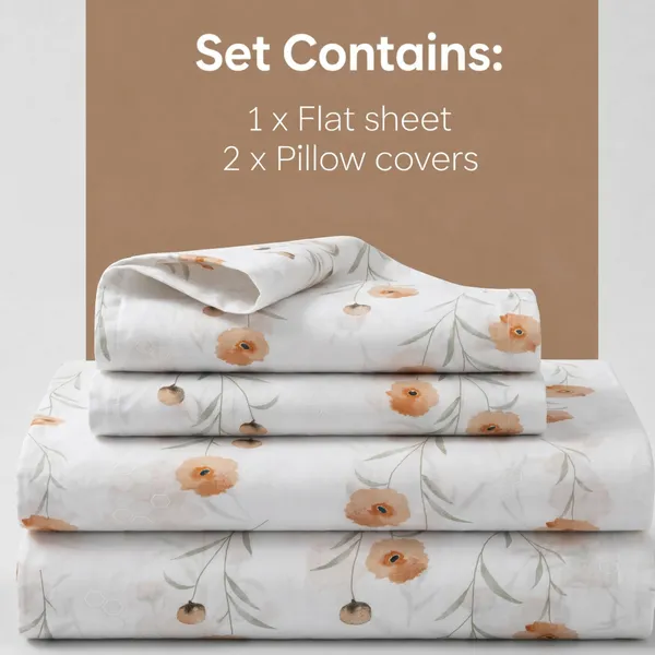 Coral_Poppy_&_Meadow_Blossom_Double_Bedsheet_Set