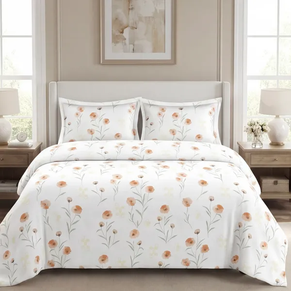 Coral_Poppy_&_Meadow_Blossom_Double_Bedsheet_Set
